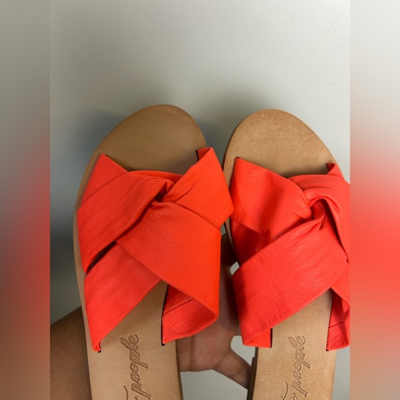 Free People Orange Neón Women's Slide Sandals Size 37 Summer Comfortable Beach - Picture 4 of 9
